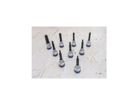 King Tony - ZESTAW NASADEK Z KOŃCÓWKĄ TORX 1/2" 9 cz. DŁUGIE T20 - T60 KASETA - 4119PR - 2