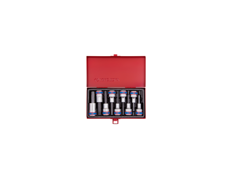 King Tony - ZESTAW NASADEK Z KOŃCÓWKĄ HEX 1/2" 9 cz. DŁUGIE 4 - 17mm KASETA - 4120PR