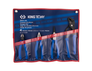 King Tony - ZESTAW SZCZYPIEC 4 SZT., SZCZYPCE NASTAWNE, TNĄCE, KOMBINERKI, ETUI - 42104GP