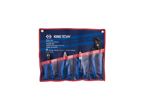 King Tony - ZESTAW SZCZYPIEC 4 SZT., SZCZYPCE NASTAWNE, TNĄCE, KOMBINERKI, ETUI - 42104GP