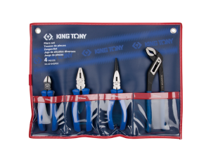 King Tony - ZESTAW SZCZYPIEC 4 SZT., SZCZYPCE NASTAWNE, TNĄCE, KOMBINERKI, ETUI - 42104GP01