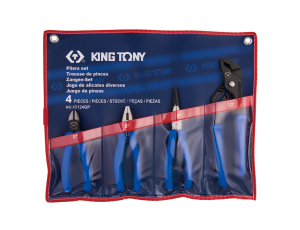 King Tony - ZESTAW SZCZYPIEC 4 SZT., SZCZYPCE NASTAWNE, TNĄCE, KOMBINERKI, ETUI - 42124GP