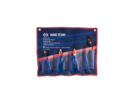 King Tony - ZESTAW SZCZYPIEC 4 SZT., SZCZYPCE NASTAWNE, TNĄCE, KOMBINERKI, ETUI - 42124GP
