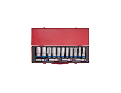 King Tony - ZESTAW NASADEK 1/2" 15cz. DŁUGIE 12-kąt. KASETA - 4215MR