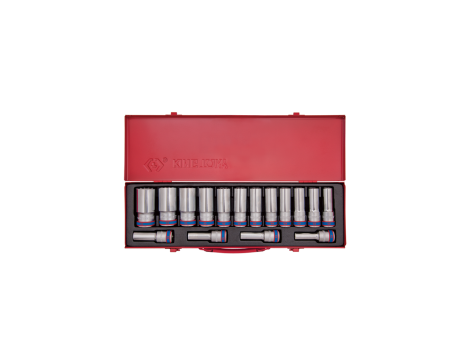 King Tony - ZESTAW NASADEK 1/2" 16cz. DŁUGIE 10 - 32mm 12-kąt. KASETA - 4216MR