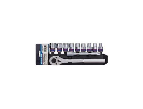 King Tony - ZESTAW NARZĘDZI 1/2" 11cz. NASADKI 8-21mm Z GRZECHOTKĄ, POKRĘTŁEM I PRZEDŁUŻKĄ - 43A1MR