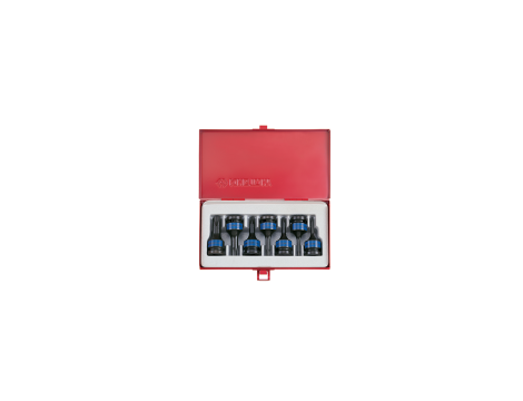 King Tony - ZESTAW NASADEK UDAROWYCH Z KOŃCÓWKĄ TORX 1/2" 7cz. KRÓTKIE T25 - T60, KASETA - 4417PP