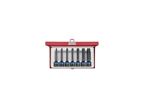 King Tony - ZESTAW NASADEK UDAROWYCH Z KOŃCÓWKĄ TORX 1/2" 7cz. DŁUGIE T25 - T60, KASETA - 4467PP