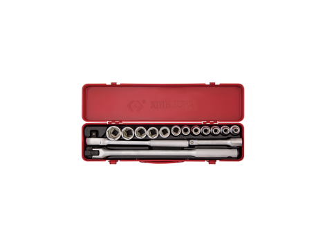 King Tony - ZESTAW NASADEK 1/2" 15cz. KRÓTKIE 6-kąt. 8 - 27mm, Z AKCESORIAMI, KASETA - 4501MR