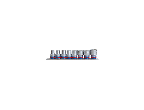 King Tony - ZESTAW NASADEK CALOWYCH 1/2" 8cz. KRÓTKIE 6-kąt. 3/8" - 7/8", SZYNA - 4510SR