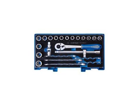 King Tony - ZESTAW NASADEK 1/2" 24cz. KRÓTKIE 6-kąt. 8-24mm, KLUCZE PŁASKO OCZKOWE, AKCESORIA, WALIZKA GRATIS - 4524MRV05