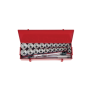 King Tony - ZESTAW NASADEK 3/4" 26cz. KRÓTKIE 12-kąt. 22-50mm, CALOWE 7/8 -2" Z POKRĘTŁEM I AKCESORIAMI, KASETA - 6226CR - 3