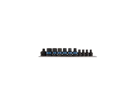King Tony - ZESTAW NASADEK UDAROWYCH 3/8" + 1/2" 11cz. KRÓTKIE E5 - E20, SZYNA - 7411PP