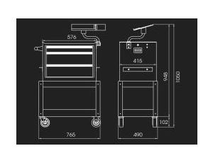 King Tony - WÓZEK WARSZTATOWY 3 SZUFLADY, BLAT ROBOCZY, 2 PÓŁKI (BEZ NARZĘDZI) - CZERWONY, PROWADNICE ŁOŻYSKOWANE - 87442-3B - image 2