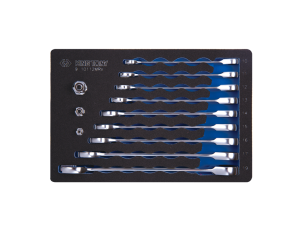 King Tony - ZESTAW KLUCZY PŁASKO-OCZKOWYCH Z GRZECHOTKĄ JEDNOKIERUNKOWĄ 12cz.10-19mm Z ADAPTERAMI DO NASADEK, WKŁAD Z PIANKI EVA DO - 9-10112MRV - image 2