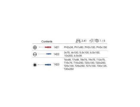 King Tony - ZESTAW WKRĘTAKÓW 24 cz. KRZYŻAKI PH1 - PH3, PŁASKIE 3 - 10mm, TORX T6 - T30, WKŁAD Z PIANKI EVA DO WÓZKA - 9-31124MRV