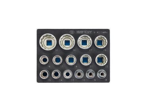 King Tony - ZESTAW NASADEK 1/2" 12-KĄT. 8-32mm, WKŁAD Z PIANKI, DO WÓZKA - 9-4015MRV