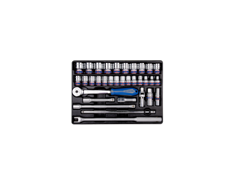 King Tony - ZESTAW NASADEK 1/2" KRÓTKIE 6-kąt. 8 - 32mm Z AKCESORIAMI, WKŁAD DO WÓZKA, 33 CZ. - 9-4333MR - 2