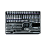 King Tony - ZESTAW NASADEK 3/8" + 1/2" KRÓTKIE/DŁUGIE 76cz. 8 - 32mm, Z AKCESORIAMI, WKŁAD DO WÓZKA - 9-7576MR - 3
