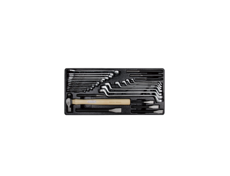 King Tony - ZESTAW KLUCZY CALOWYCH 21cz. - PŁASKO-OCZKOWE 12cz. 1/4-1", OCZKOWE ODGIĘTE 75* 7cz. 1/4-1.1/8", WKŁAD DO WÓZKA - 9-90128SR - 2