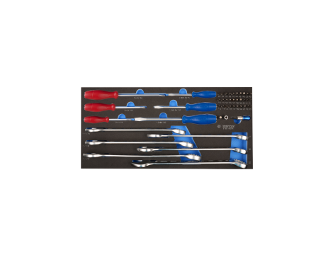 King Tony - ZESTAW NARZĘDZI 45cz. KLUCZE PŁASKO-OCZKOWE CALOWE ,BITY 1/4", WKRĘTAKI, WKŁAD Z PIANKI EVA DO SKRZYNKI - 9-90145CRV - 2