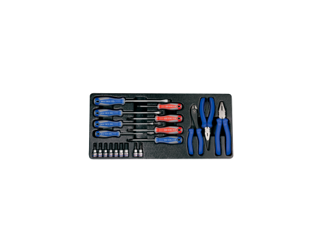 King Tony - ZESTAW NARZĘDZI 20 cz. WKRĘTAKI + NASADKI 3/8" HEX H3 - H12, TORX T30, T40 + SZCZYPCE, WKŁAD DO SKRZYNKI - 9-90220MR - 2