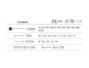 King Tony - ZESTAW NARZĘDZI 20cz. - KLUCZE PŁASKO-OCZKOWE Z GRZECHOTKĄ JEDNOKIERUNKOWĄ 5cz. 8 - 14mm, IMBUSY 9 szt. 1120, WKŁAD DO WÓZKA - 9-91120MR