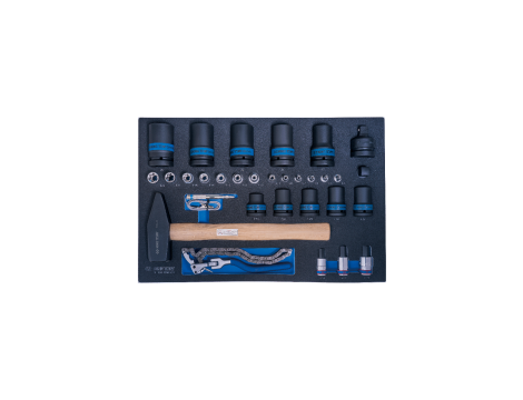 King Tony - ZESTAW NASADEK + MŁOTEK + REDUKCJA + PRÓBNIK + KLUCZ DO FILTRÓW, 31 CZ. WKŁAD Z PIANKI EVA DO WÓZKA - 9-99430MFV01 - 2