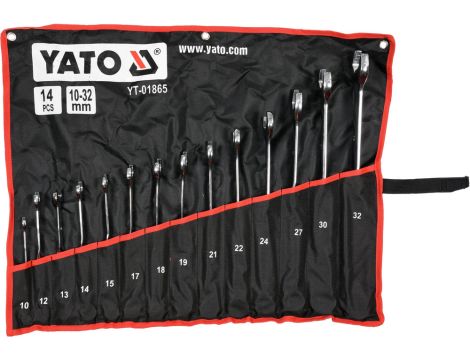 YATO - KLUCZE PŁASKO-OCZKO SKRĘCO 10-32MM 14SZT - YT-01865