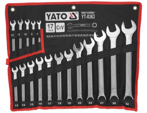 YATO - KLUCZE PŁASKO-OCZKOWE 8-32 17SZT - YT-0363