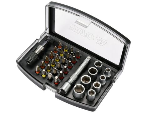 YATO - KOŃCÓWKI ŚRUBOKRĘTOWE I NASADKI 34 SZT. - YT-04623 - 2