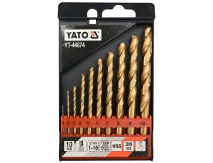 YATO - ZESTAW WIERTEŁ DO MET.HSS-TiN 10SZT 1-10 - YT-44674