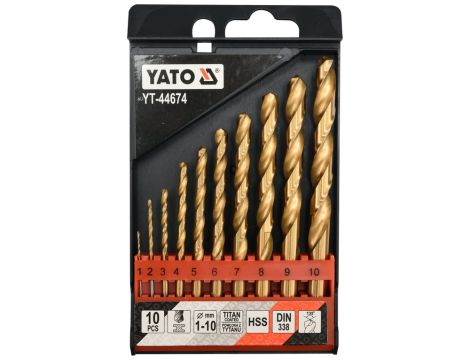 YATO - ZESTAW WIERTEŁ DO MET.HSS-TiN 10SZT 1-10 - YT-44674
