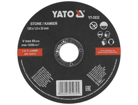 YATO - TARCZA DO CIĘCIA KAMIENIA 125x1,5x22 - YT-5932