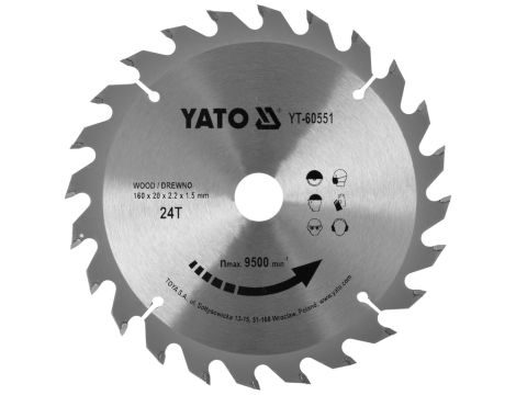 YATO - TARCZA TCT DO DREWNA 160X24TX20MM - YT-60551