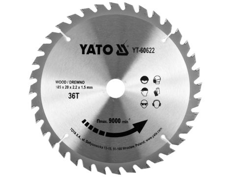 YATO - TARCZA TCT DO DREWNA 185X36TX20MM - YT-60622
