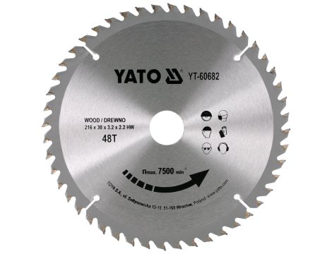 YATO - TARCZA WIDIOWA DO DREWNA 216X48TX30MM - YT-60682