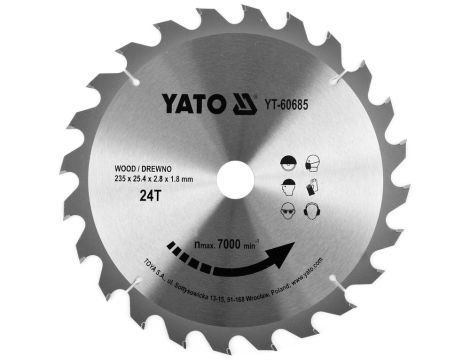 YATO - TARCZA WIDIOWA DO DREWNA 235X24TX25,4MM - YT-60685