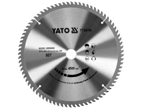 YATO - TARCZA WIDIOWA DO DREWNA 315X80TX30 - YT-60794