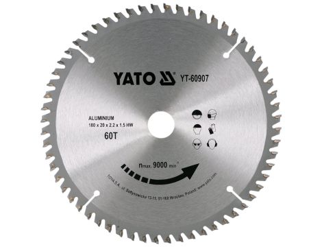 YATO - TARCZA WIDIOWA DO ALUMINIUM 180X60TX20MM - YT-60907