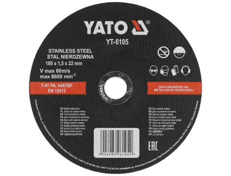 YATO - TARCZA DO CIĘC.MET I STALI NIER 180x1,5 - YT-6105