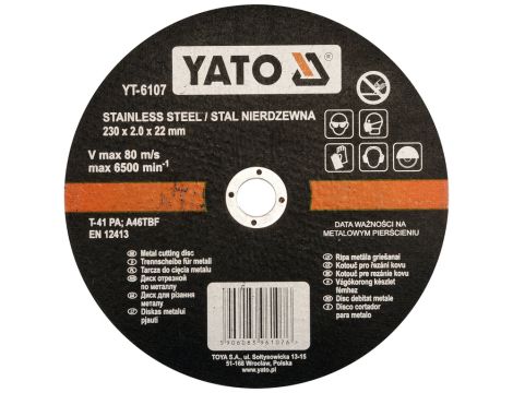 YATO - TARCZA DO CIĘC.MET I STAL NIERDZ 230x1,9 - YT-6107