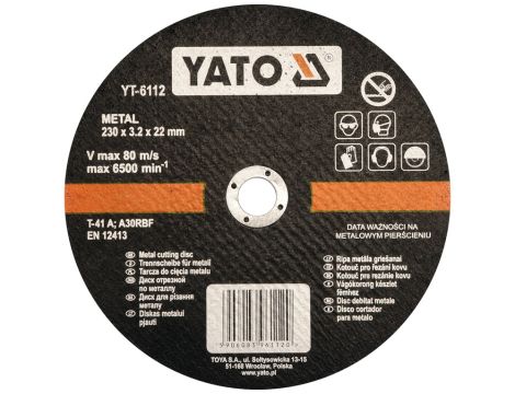 YATO - TARCZA DO CIĘCIA METALU 230x3,2 - YT-6112