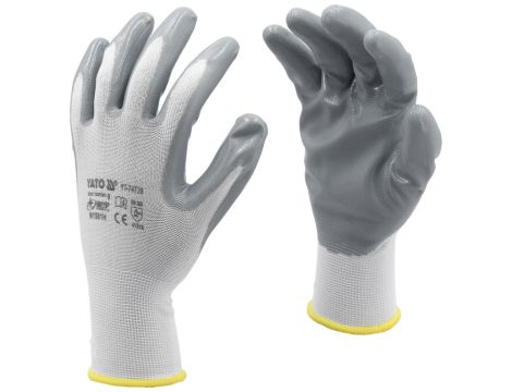 YATO - RĘKAWICE ROBOCZE NYLON/NITR. BIAŁE 10 - YT-7474