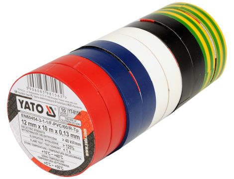 YATO - ZESTAW TAŚM ELEKTROIZ 12MMx10M  MIX 10CZ - YT-8156