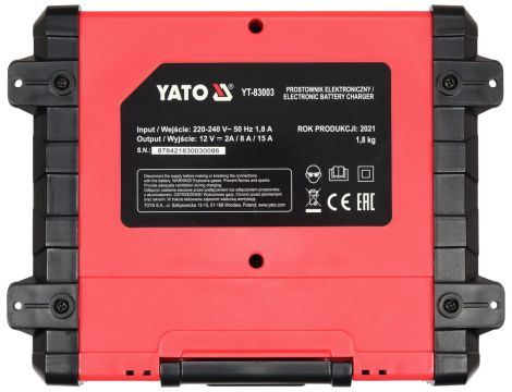 YATO - PROSTOWNIK ELEKTRONICZNY 12V/2A/8A/15A - YT-83003 - 4