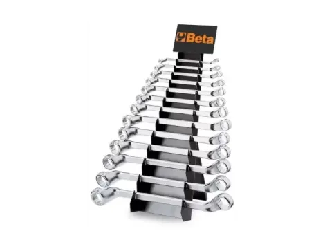 BETA - Komplet kluczy oczkowych dwustronnych odsadzonych 90 6-32mm 13 sztuk na stojaku metalowym - 90/SP13