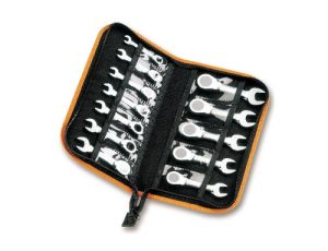 BETA - Zestaw kluczy płasko-oczkowych krótkich, zapadka dwukierunkowa, w etui 8-19mm 12szt.  - 142C/A12