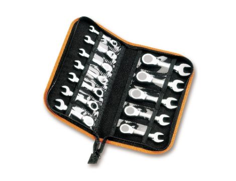 BETA - Zestaw kluczy płasko-oczkowych krótkich, zapadka dwukierunkowa, w etui 8-19mm 12szt.  - 142C/A12