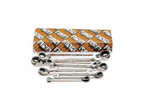 BETA - Zestaw kluczy płasko-oczkowych calowych, zapadka dwukierunkowa 5/16-3/4'' 8szt.  - 142AS/8